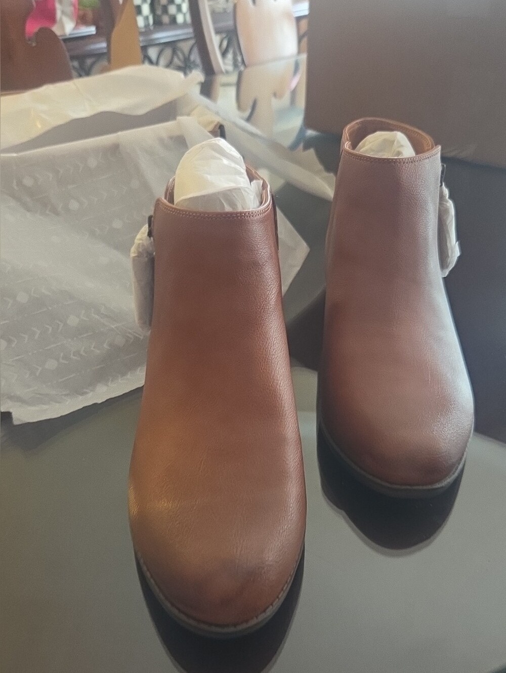 Women’s Brown Leather Ankle Booties - Sleek Slip-On Style